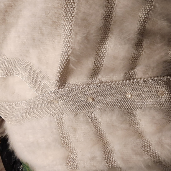 Beautiful Vintage mohair sweater button up bomber style cream / off white - Picture 10 of 12